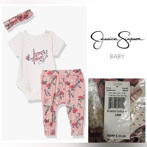 🆕JESSICA SIMPSON BABY - 18M - NWT - 3PC HOME GROWN FLORAL OUTFIT
